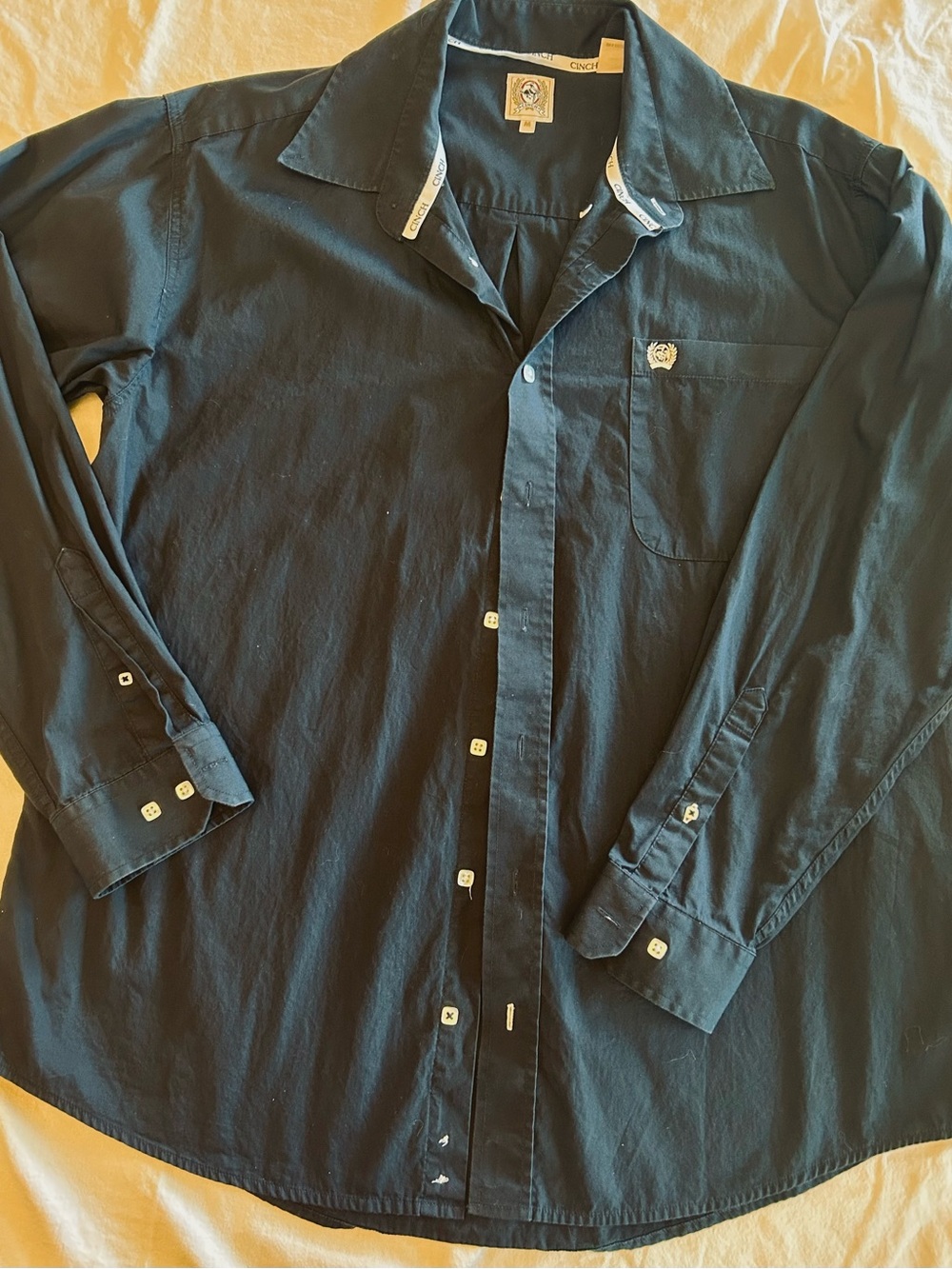 CINCH long sleeve button up navy blue shirt Sz M